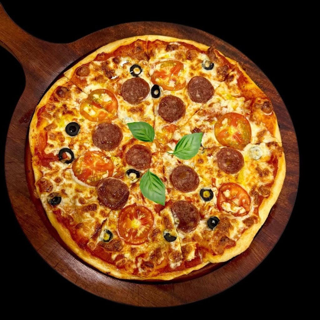 Signature pepperoni pizza with fresh ingredients
